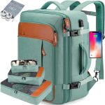 Carry on Backpack, Extra Large 40L Flight Approved Travel Backpack for Men & Women,Expandable Large Suitcase Backpacks With 4 Packing Cubes,Water Resistant Luggage Daypack Business Weekender Bag,Grey